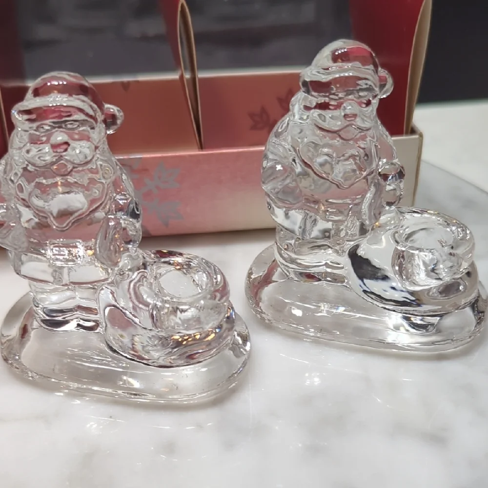 Williams Sonoma Santa Tiny Taper Holders - Red